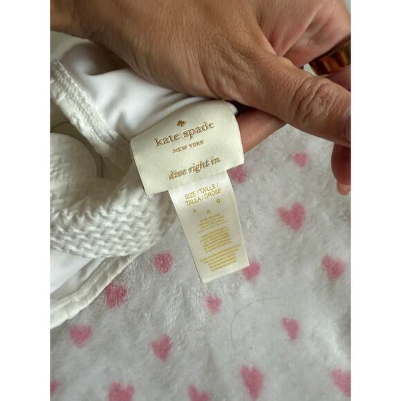 Kate Spade New York Textured Off White Scalloped Womens Swimwear Size L - Picture 5 of 5